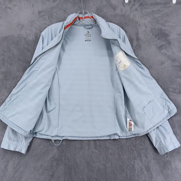 Adidas Clima365 Jacket Light Blue Full Zip Hood in Collar Vented Womens Small - Picture 2 of 12